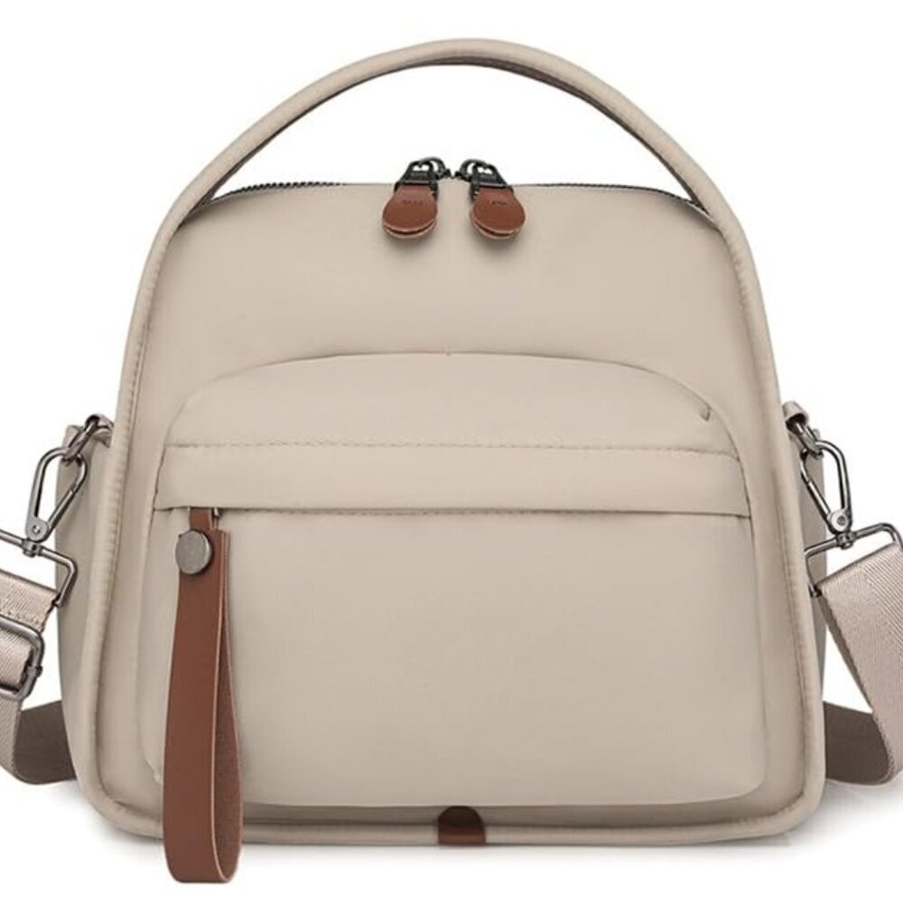 Lightweight Nylon Crossbody Bag with 6 Pockets for Women Work Travel